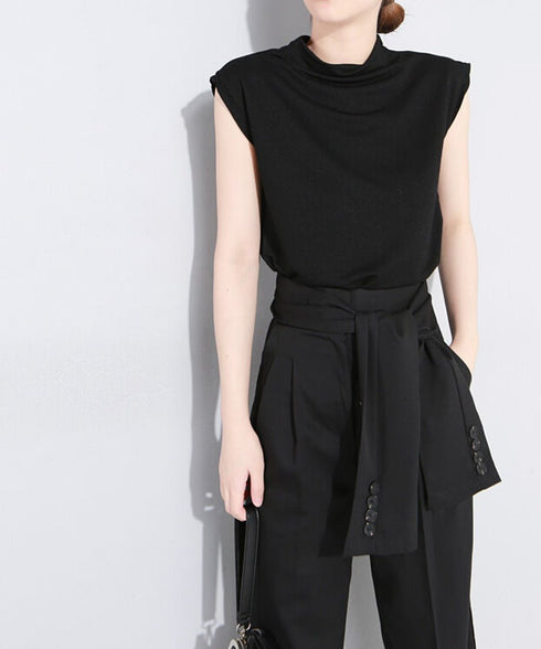 Button Belt Tapered Pants